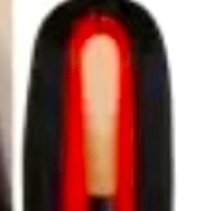 Lace part wig with red face framing highlights.